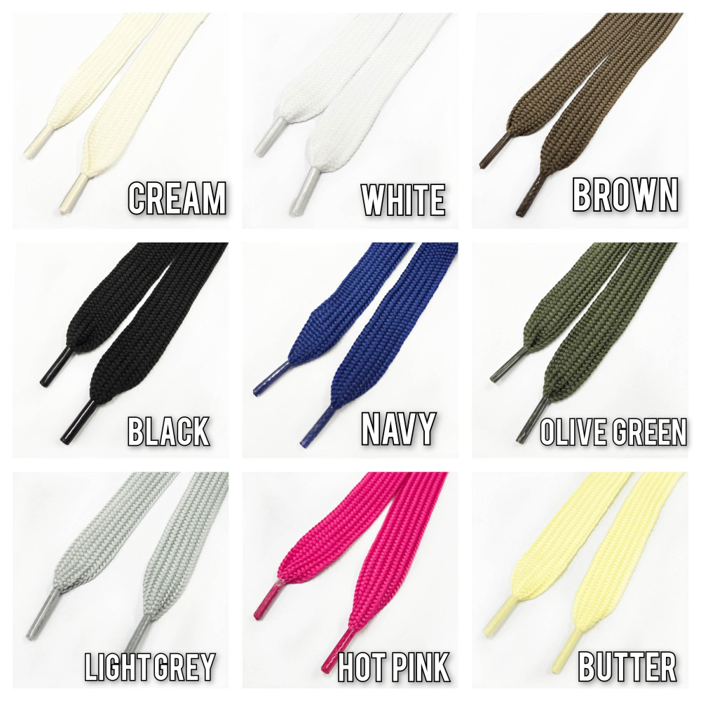 Extra Wide Thick Flat Shoelaces - 9 colors -